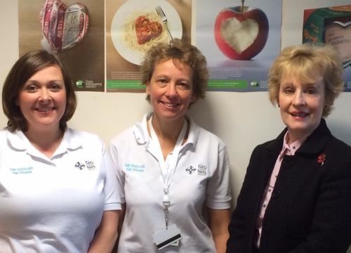 Claire (left) with colleagues Viv Jones (Paeds Gastro Dietitian) & Judyth Jenkins (Head of Service)